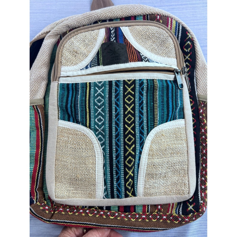 Himalayan Hemp Multi Color Woven Boho Hippie Backpack Made in Nepal 757